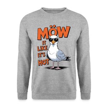 Möw it like its hot - Unisex Pullover - Weißgrau meliert - Vorne - Alina (178cm) & Michal (187cm)