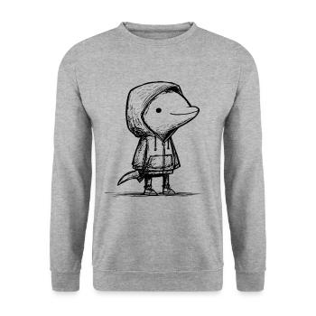 Kawaii Dolphin Cartoon Sketch – Cute Motif - Unisex Sweatshirt - salt & pepper - Front - Alina (178cm) & Michal (187cm)
