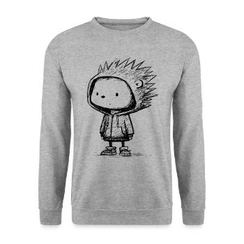 Croquis de sweat à capuche de dessin animé de hérisson kawaii – Mignon et drôle - Sweat-shirt Unisexe - gris chiné - Devant - Alina (178cm) & Michal (187cm)