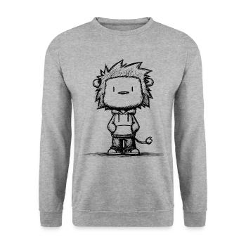 Kawaii Lion Cartoon Sketch – Cute Motif - Unisex Sweatshirt - salt & pepper - Front - Alina (178cm) & Michal (187cm)