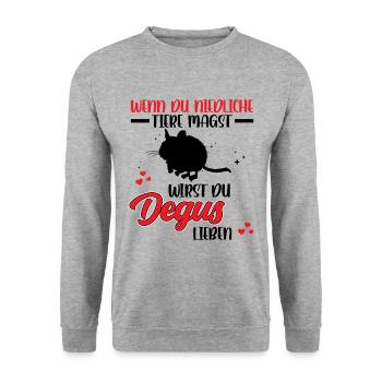 Degu is cute Common degu - Unisex Sweatshirt - salt & pepper - Front - Alina (178cm) & Michal (187cm)