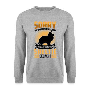 Sheltie Didn't Hear Shetland Sheepdog - Unisex Sweatshirt - salt & pepper - Front - Alina (178cm) & Michal (187cm)