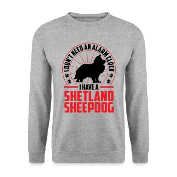 Sheltie is Alarm Shetland Sheepdog - Unisex Sweatshirt - salt & pepper - Front - Alina (178cm) & Michal (187cm)