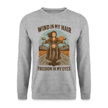 Du vent dans mes cheveux La liberté dans mes yeux Femmes - Sweat-shirt Unisexe - gris chiné - Devant - Alina (178cm) & Michal (187cm)