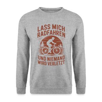 Lass mich radfahren – und niemand wird verletzt - Unisex Pullover - Weißgrau meliert - Vorne - Alina (178cm) & Michal (187cm)