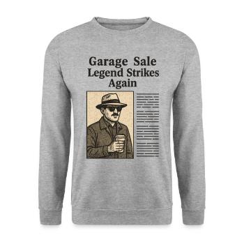 Vide-grenier Legend Strikes Again Retro Vintage - Sweat-shirt Unisexe - gris chiné - Devant - Alina (178cm) & Michal (187cm)