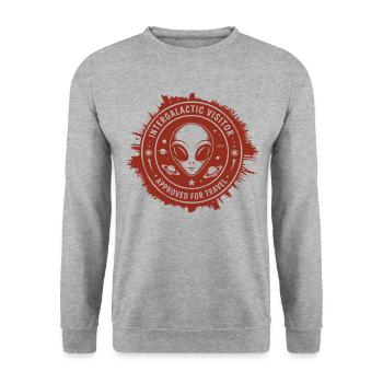 Intergalactic Visitor – Stamp Design from Space - Unisex Sweatshirt - salt & pepper - Front - Alina (178cm) & Michal (187cm)