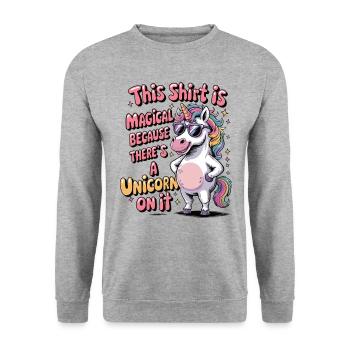 This Unicorn shirt is magical - Unisex Sweatshirt - salt & pepper - Front - Alina (178cm) & Michal (187cm)