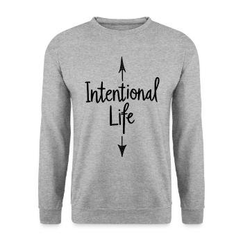 Intentional Life Conscious Life Sayings Saying - Unisex Sweatshirt - salt & pepper - Front - Alina (178cm) & Michal (187cm)