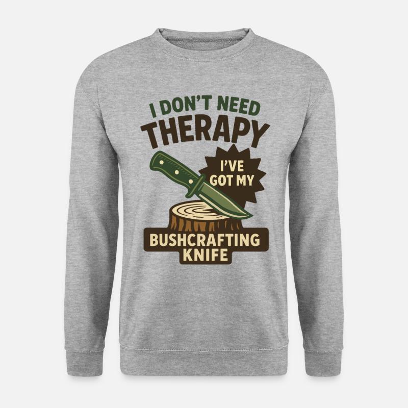 Prepper Survival Bushcrafting Knife Therapy - Unisex Sweatshirt - salt & pepper