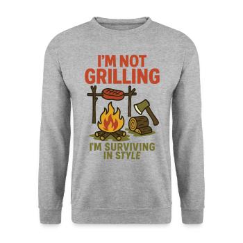 Prepper Survival Bushcrafting I'm Not - Unisex Sweatshirt - salt & pepper - Front - Alina (178cm) & Michal (187cm)