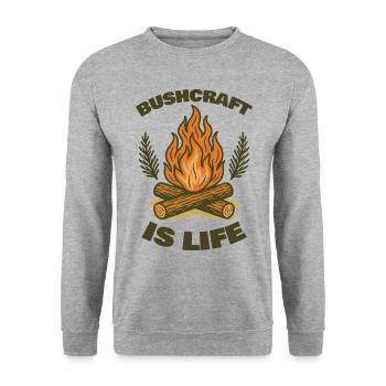 Bushcraft Is Life Prepper Survival Bushcrafting - Unisex Sweatshirt - salt & pepper - Front - Alina (178cm) & Michal (187cm)