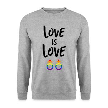 L’amour c’est l’amour Arc-en-ciel LGBTQ+ - Sweat-shirt Unisexe - gris chiné - Devant - Alina (178cm) & Michal (187cm)