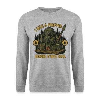 I Was A Prepper Before It Was Cool Survival - Unisex Sweatshirt - salt & pepper - Front - Alina (178cm) & Michal (187cm)