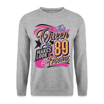 89e anniversaire Reine Femmes - Sweat-shirt Unisexe - gris chiné - Devant - Alina (178cm) & Michal (187cm)