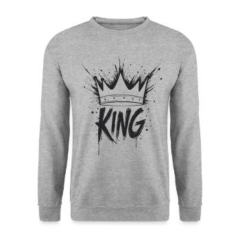 König Krone Splash King Crown - Unisex Pullover - Weißgrau meliert - Vorne - Alina (178cm) & Michal (187cm)
