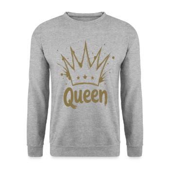 Queen Crown Splash - Unisex Sweatshirt - salt & pepper - Front - Alina (178cm) & Michal (187cm)