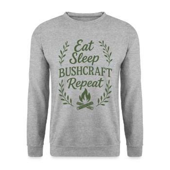 Eating Sleeping Bushcraft Repetition Prepper - Unisex Sweatshirt - salt & pepper - Front - Alina (178cm) & Michal (187cm)