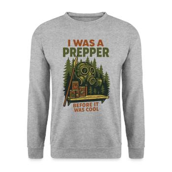 I Was A Prepper Survival Bushcrafting - Unisex Sweatshirt - salt & pepper - Front - Alina (178cm) & Michal (187cm)