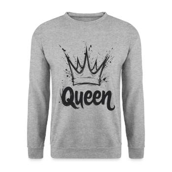 Queen Crown Splash - Unisex Sweatshirt - salt & pepper - Front - Alina (178cm) & Michal (187cm)