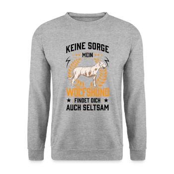 Irischer Wolfshund findet dich seltsam - Unisex Pullover - Weißgrau meliert - Vorne - Alina (178cm) & Michal (187cm)