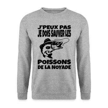 J’peux pas je dois sauver les poissons - Sweat-shirt Unisexe - gris chiné - Devant - Alina (178cm) & Michal (187cm)
