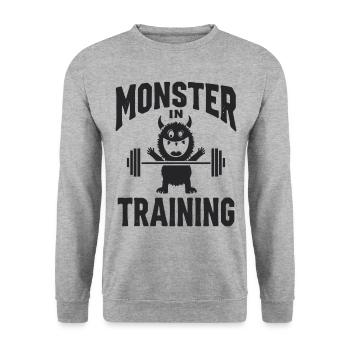 Monster Fun - Unisex Pullover - Weißgrau meliert - Vorne - Alina (178cm) & Michal (187cm)