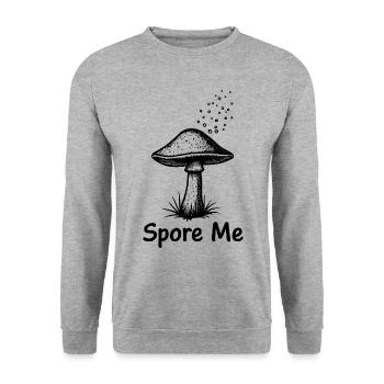 Spore Me - Pilz Spruch Pilzsammler - Unisex Pullover - Weißgrau meliert - Vorne - Alina (178cm) & Michal (187cm)