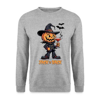 Jack is Back - Halloween Pumpkin - Unisex Sweatshirt - salt & pepper - Front - Alina (178cm) & Michal (187cm)