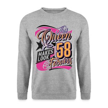 58e anniversaire Reine Femmes - Sweat-shirt Unisexe - gris chiné - Devant - Alina (178cm) & Michal (187cm)