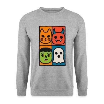 Visages colorés d’Halloween - Funny Monster Art - Sweat-shirt Unisexe - gris chiné - Devant - Alina (178cm) & Michal (187cm)