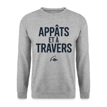 humour pêche Appâts et à travers cadeau pêcheur - Sweat-shirt Unisexe - gris chiné - Devant - Alina (178cm) & Michal (187cm)