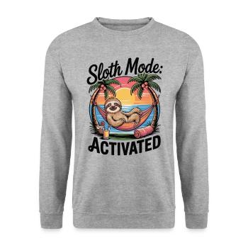 Mode paresseux activé - Drôle de paresseux Chill - Sweat-shirt Unisexe - gris chiné - Devant - Alina (178cm) & Michal (187cm)