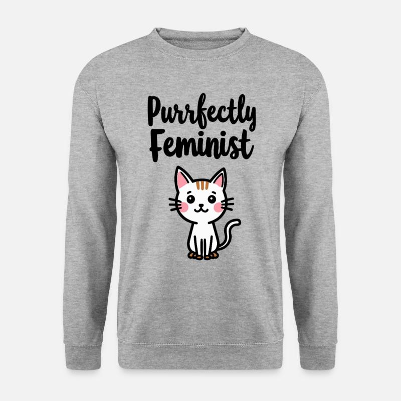 Purrfectly Feminist Katzen Spruch - Unisex Pullover - Weißgrau meliert