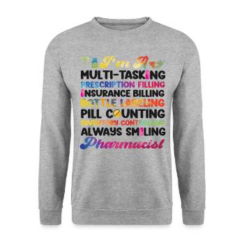 Pharmacy Tech Technician - Unisex Sweatshirt - salt & pepper - Front - Alina (178cm) & Michal (187cm)
