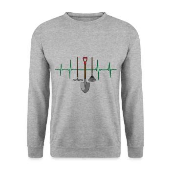 Jardin ECG battement de coeur outil godet jardinier - Sweat-shirt Unisexe - gris chiné - Devant - Alina (178cm) & Michal (187cm)