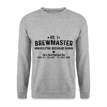 Brewmaster Drink All You Want I'll Make More Homeb - Unisex Pullover - Weißgrau meliert - Vorne - Alina (178cm) & Michal (187cm)