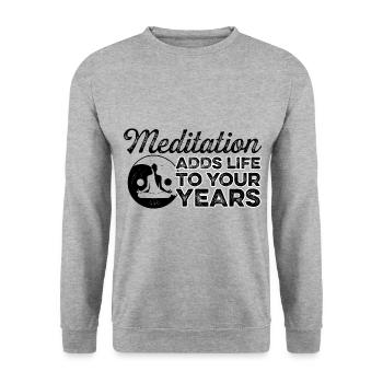 Meditation Zone Meditating Meditation Relaxation N - Unisex Pullover - Weißgrau meliert - Vorne - Alina (178cm) & Michal (187cm)
