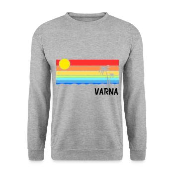 Varna Sunrise Design Bulgarien Balkan Urlaub - Unisex Pullover - Weißgrau meliert - Vorne - Alina (178cm) & Michal (187cm)