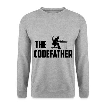 The Codefather Programmer Coder Developer Software - Unisex Pullover - Weißgrau meliert - Vorne - Alina (178cm) & Michal (187cm)