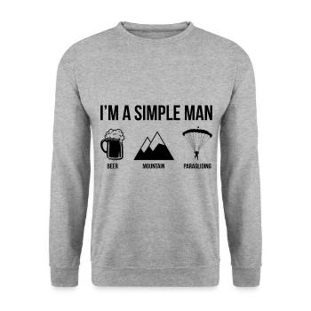 I'm A Simple Man Graphic Parachute Paragliding Sky - Unisex Pullover - Weißgrau meliert - Vorne - Alina (178cm) & Michal (187cm)