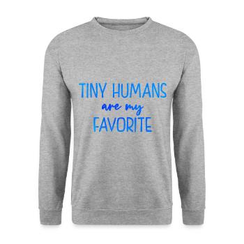 Tiny Humans Are My Favorite Daycare Provider Teach - Unisex Pullover - Weißgrau meliert - Vorne - Alina (178cm) & Michal (187cm)