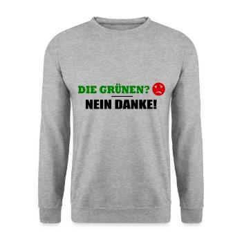 Die grünen nein danke - Unisex Pullover - Weißgrau meliert - Vorne - Alina (178cm) & Michal (187cm)