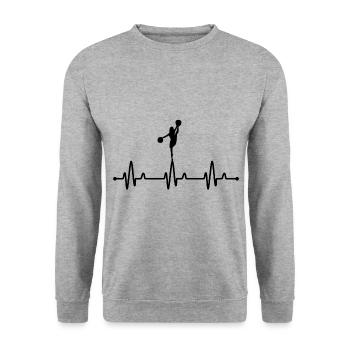ECG Heartbeat Cheerleading Cheerleader Cheerdance - Unisex Pullover - Weißgrau meliert - Vorne - Alina (178cm) & Michal (187cm)