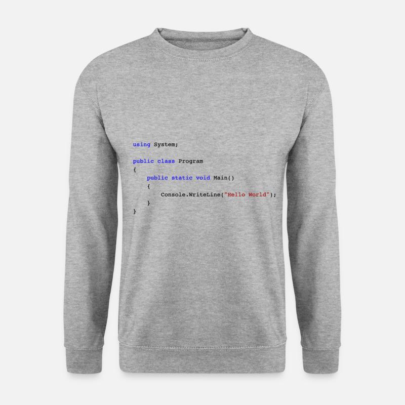 C # .NET Code Hello World Programmer Gift - Unisex Sweatshirt - salt & pepper