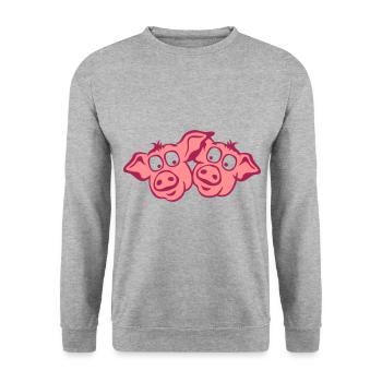 cochon - Sweat-shirt Unisexe - gris chiné - Devant - Alina (178cm) & Michal (187cm)