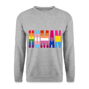 Human Pride Lgbtq Rainbow Transgender Bisexual Lov - Unisex Pullover - Weißgrau meliert - Vorne - Alina (178cm) & Michal (187cm)