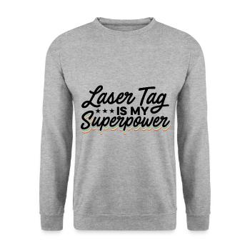 Lasertag Is My Superpower Lasertag Player Lasertag - Unisex Pullover - Weißgrau meliert - Vorne - Alina (178cm) & Michal (187cm)