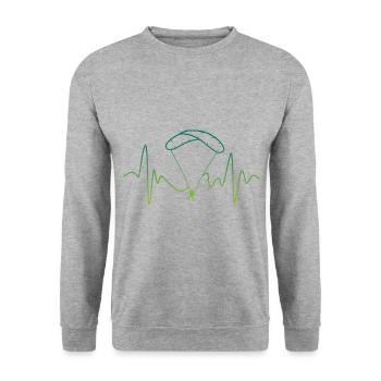 Heartbeat Graphic Paragliding Paraglider Skydiver - Unisex Pullover - Weißgrau meliert - Vorne - Alina (178cm) & Michal (187cm)