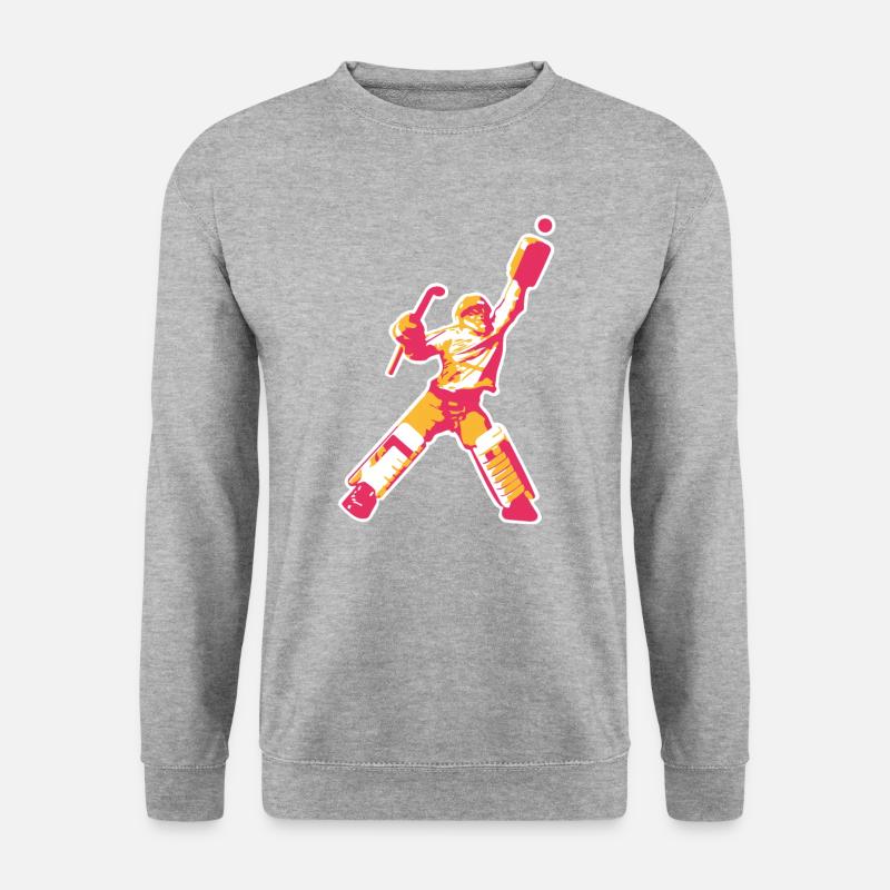 Torwart gelb pink - Unisex Pullover - Weißgrau meliert